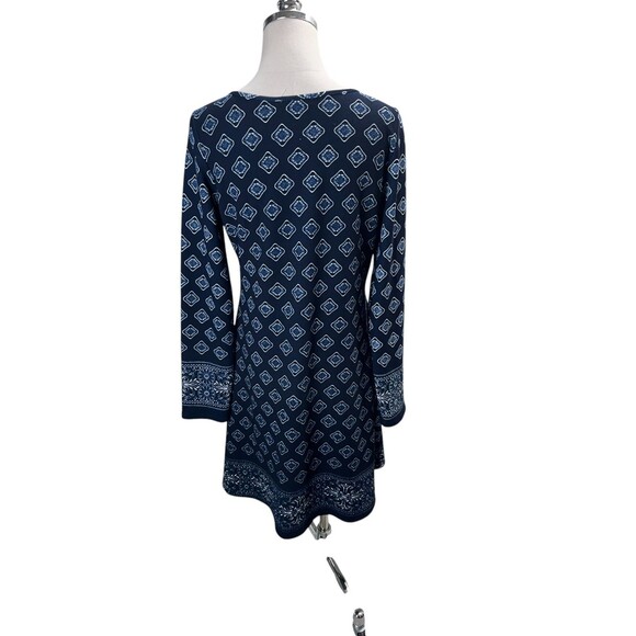 Gilli Dress Women's Size Large Navy Geometric Long Sleeve Mini - Picture 3 of 6